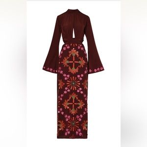 Johanna Ortiz Aurora Magica Embroidered Silk Maxi Size 4